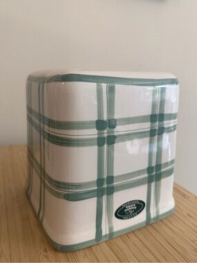 Green Plaid Ceramic tissue case, cover box